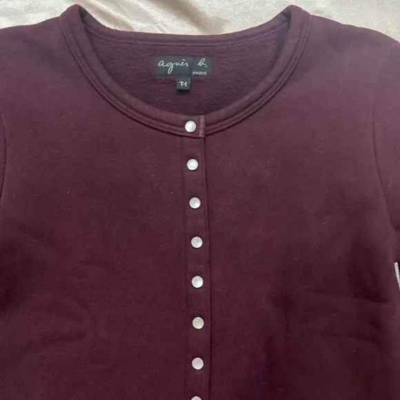 Agnes B. Burgundy Cardigan - Picture 2 of 9